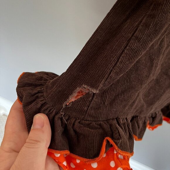 Thanksgiving Turkey Dress Baby Girl Dress ?Vintage Size 2T Bows Brown & Orange - Picture 8 of 8